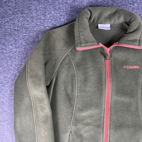 Columbia Fleece Jacket Womens Small Olive Green Full Zip Mock Neck Soft Layering - Picture 8 of 16